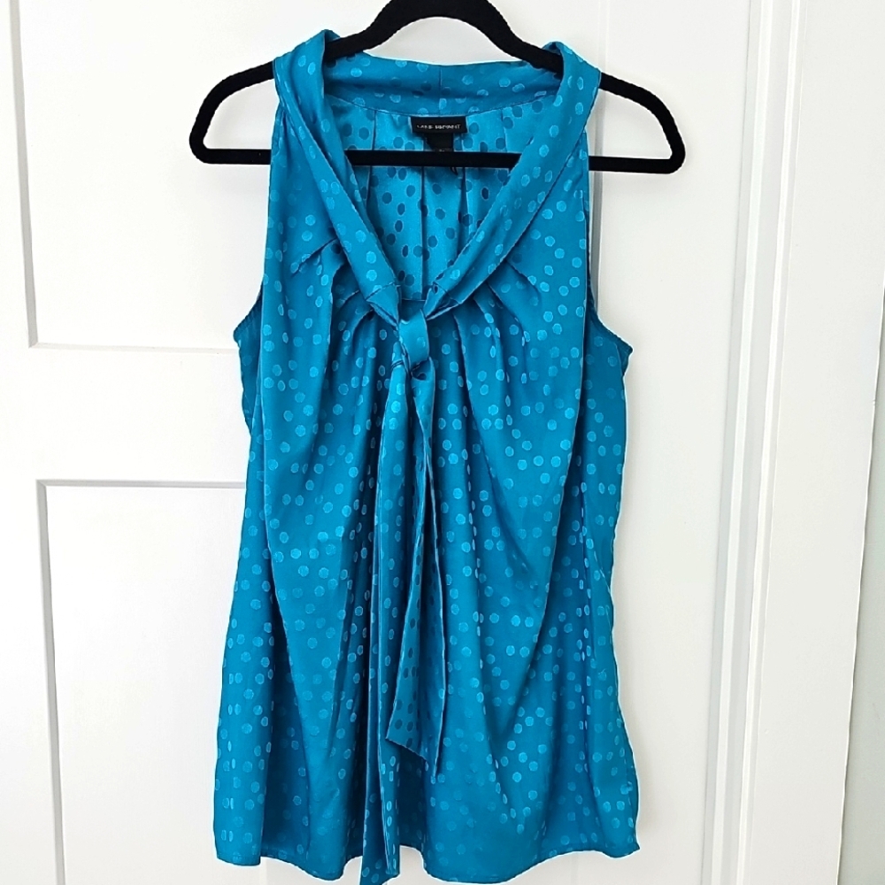 Lane Bryant Teal Polka Dot Blouse Size 18